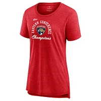 T-shirt triple mélange Fanatics Heather Red Florida Panthers 2024 pour femmes de la Conférence Est