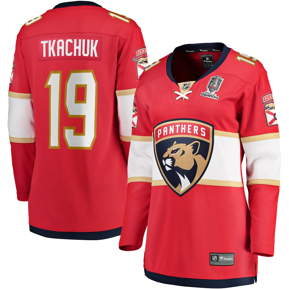 Women's Fanatics Matthew Tkachuk Red Florida Panthers Home 2024 Stanley Cup Champions Breakaway Player Jersey