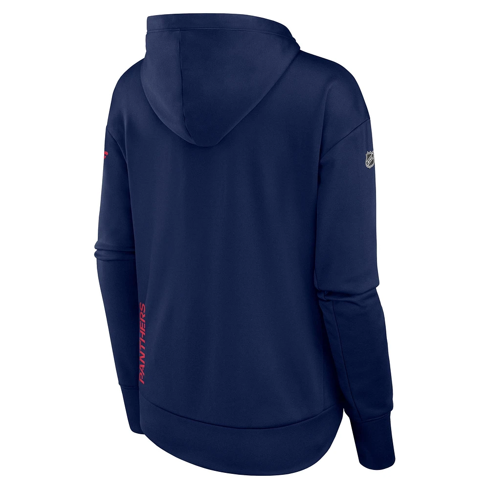 Women's Fanatics Navy Florida Panthers Authentic Pro Scuba Neck Full-Zip Hoodie