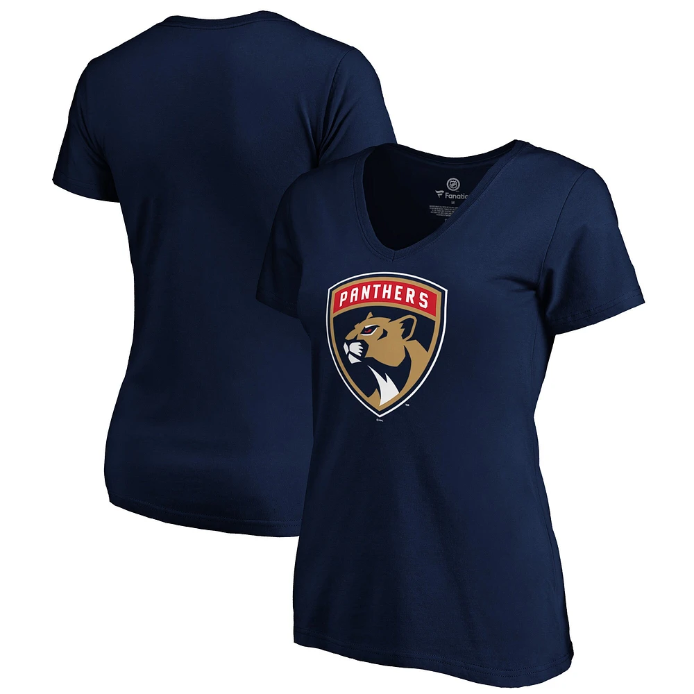 Women's Fanatics Navy Florida Panthers Core Primary V-Neck T-Shirt