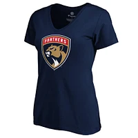 Women's Fanatics Navy Florida Panthers Core Primary V-Neck T-Shirt