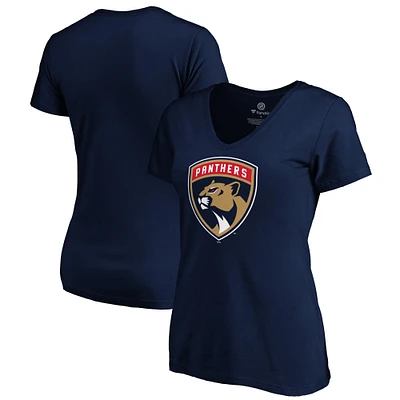 Women's Fanatics Navy Florida Panthers Core Primary V-Neck T-Shirt