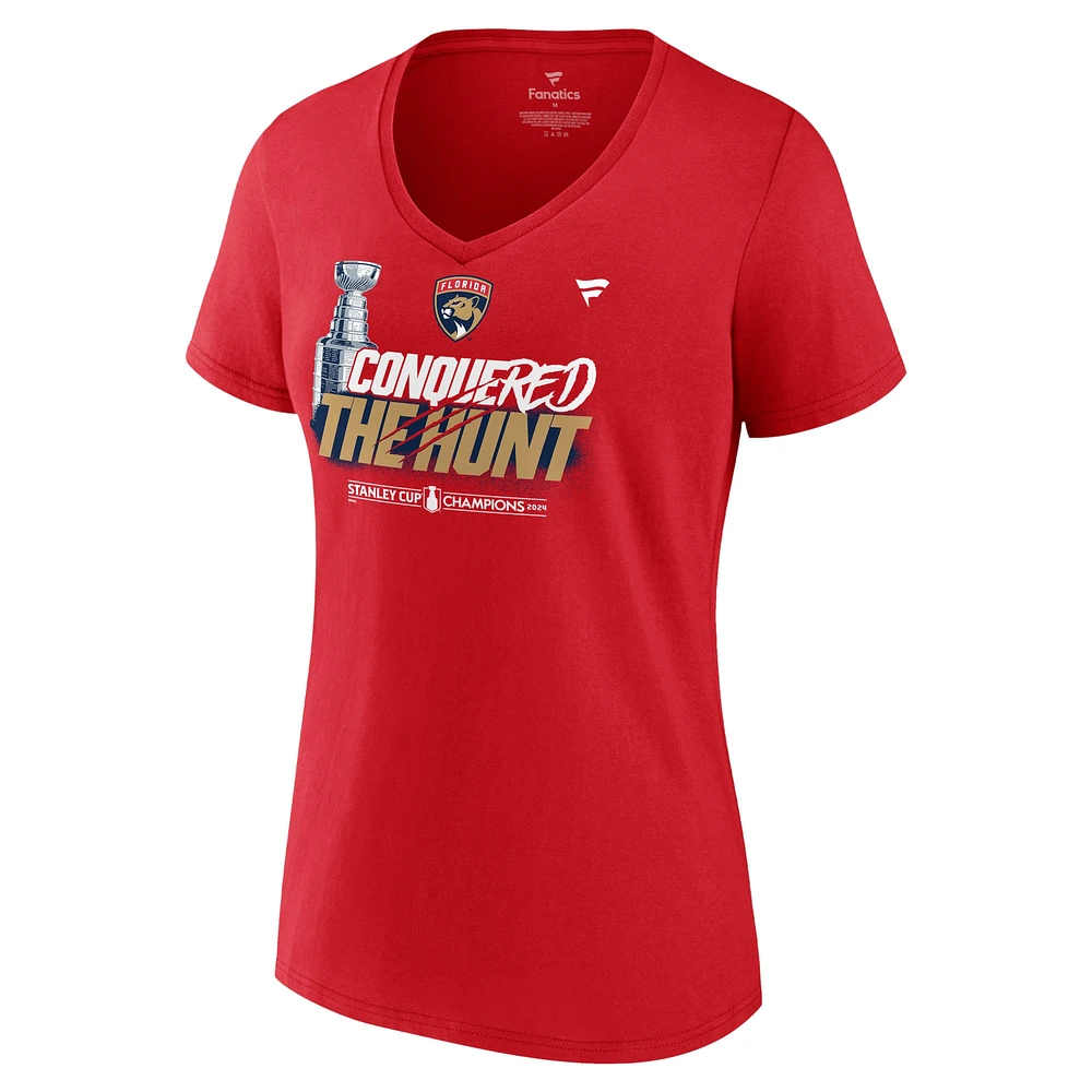 Women's Fanatics Red Florida Panthers 2024 Stanley Cup Champions Parade V-Neck T-Shirt