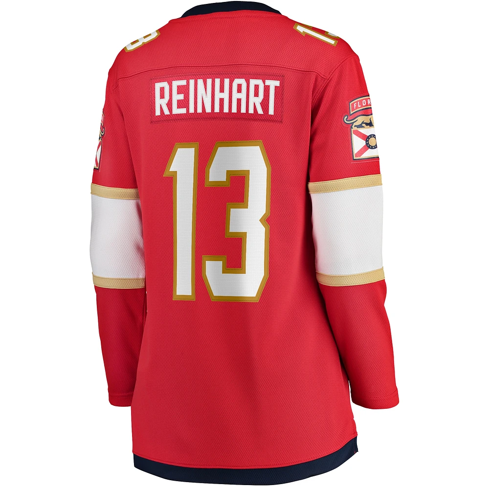 Fanatics pour femmes Sam Reinhart Rouge Florida Panthers Domicile 2024 Champions de la Coupe Stanley Maillot joueur échappé