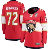 Women's Fanatics Sergei Bobrovsky Red Florida Panthers Home 2024 Stanley Cup Champions Breakaway Player Jersey