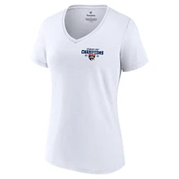 T-shirt blanc à col en V Fanatics pour femmes des Panthers de la Floride 2024 Champions Coupe Stanley, maillot grande taille