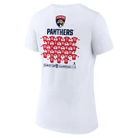 T-shirt blanc à col en V Fanatics pour femmes des Panthers de la Floride 2024 Champions Coupe Stanley, maillot grande taille