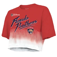 Women's Majestic Threads Matthew Tkachuk Red Florida Panthers 2024 Stanley Cup Champions Dip Dye Boxy Crop Name & Number T-Shirt