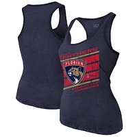 Women's Majestic Threads  Navy Florida Panthers 2024 Stanley Cup Champions Tri-Blend Racerback Tank Top