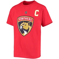 T-shirt rouge avec nom et numéro de joueur des Panthers la Floride Aleksander Barkov pour jeunes