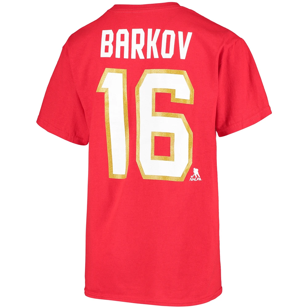 T-shirt rouge avec nom et numéro de joueur des Panthers la Floride Aleksander Barkov pour jeunes