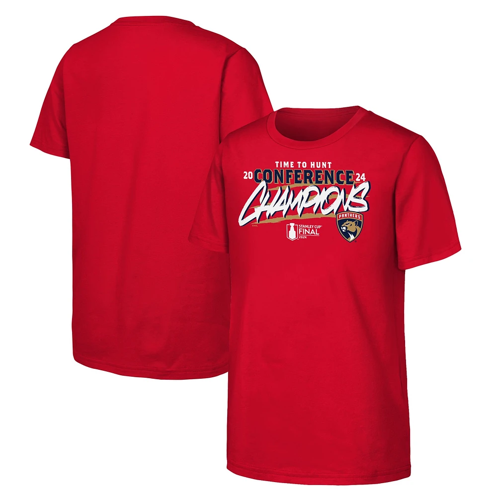 T-shirt rouge de la ville natale des champions Conférence l'Est Panthers Floride 2024 Youth Fanatics