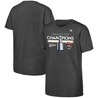 Youth  Heather Charcoal Florida Panthers 2024 Stanley Cup Champions Locker Room T-Shirt