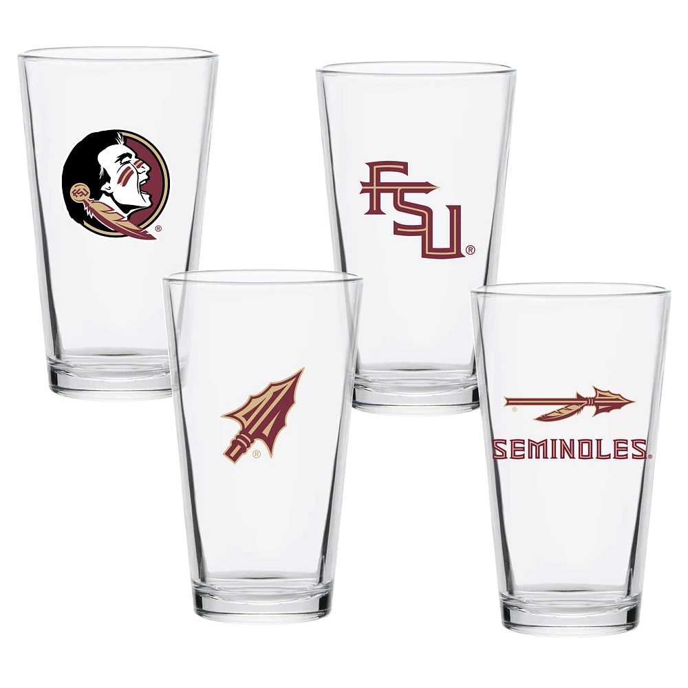 Lot de quatre verres à pinte de collection Florida State Seminoles de 16 oz