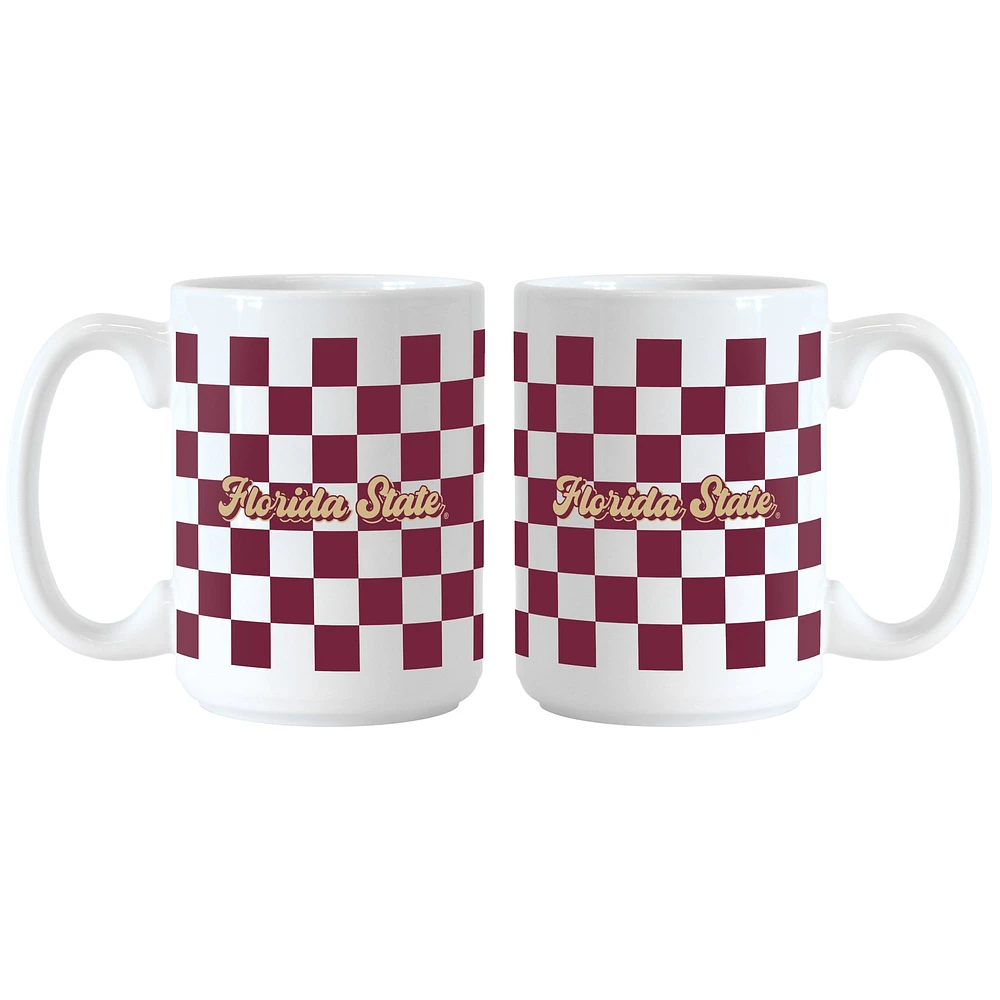 Florida State Seminoles 2-Pack 15oz. Checkered Wordmark Mug Set