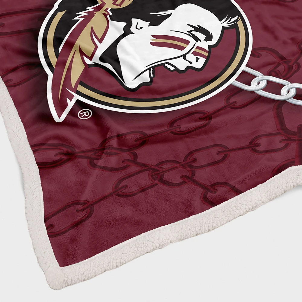 Couverture sherpa en flanelle à chaîne de ventilateur 60'' x 80'' Florida State Seminoles