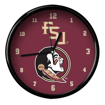 Florida State Seminoles (FSU) Black Rim Basic Clock