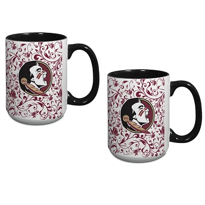 Ensemble de deux tasses florales Florida State Seminoles