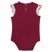 Girls Newborn Garnet Florida State Seminoles Happy Hearts  2-Pack Bodysuit Set