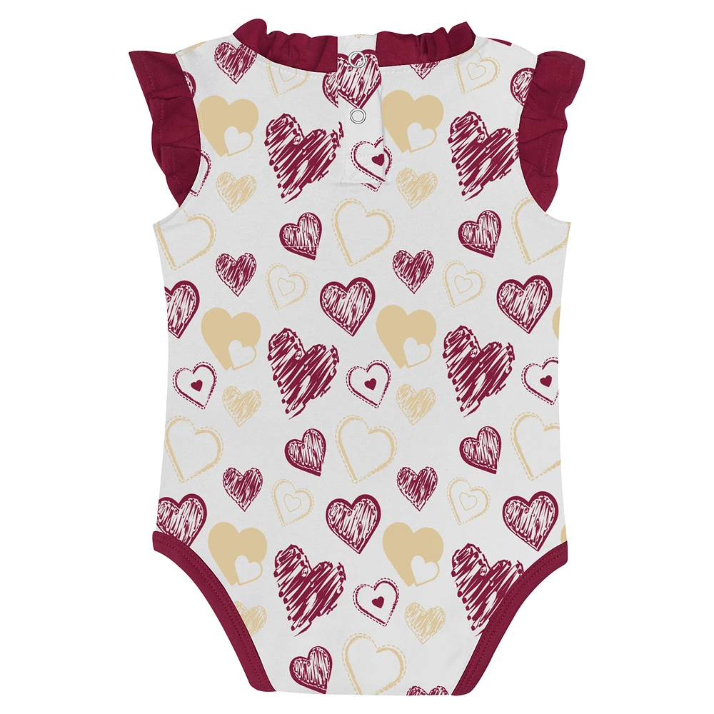 Girls Newborn Garnet Florida State Seminoles Happy Hearts  2-Pack Bodysuit Set