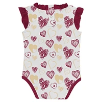 Ensemble de 2 bodies Happy Hearts pour nouveau-né fille Garnet Florida State Seminoles