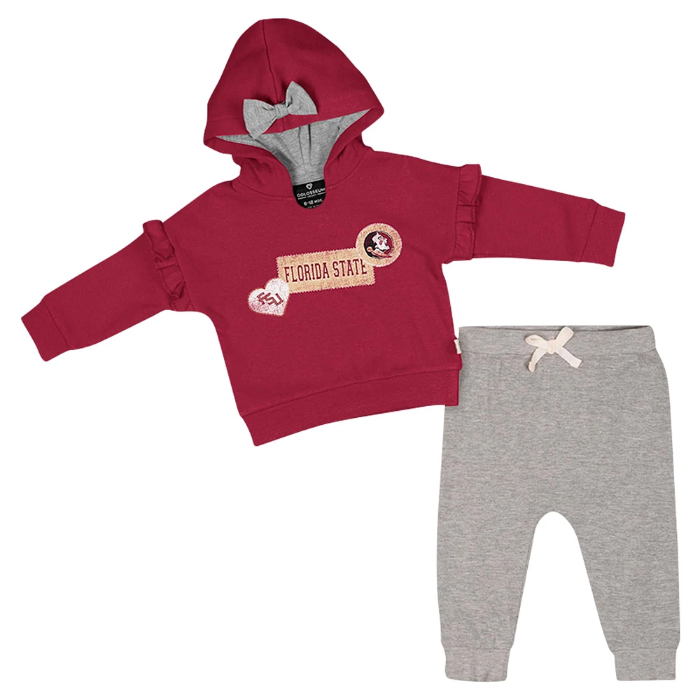 Ensemble sweat à capuche et pantalon en polaire pour bébé fille Colosseum Garnet Florida State Seminoles Patches