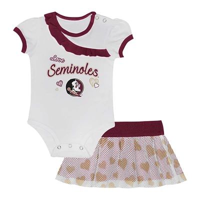 Girls Newborn & Infant Florida State Seminoles Two-Piece Love My Team Bodysuit Skirt Set