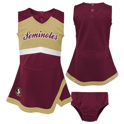 Ensemble robe pull et bloomer deux pièces pour capitaine de cheerleading des Seminoles l'État Floride filles d'âge préscolaire Garnet