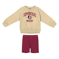 Ensemble sweat-shirt et short en polaire Beta pour filles Colosseum Gold/Grenat Florida State Seminoles