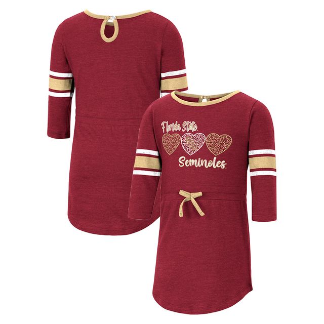 Girls Toddler Colosseum Heathered Garnet Florida State Seminoles Poppin Sleeve Stripe Dress