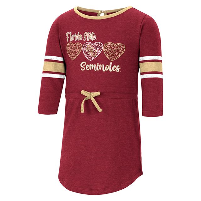 Girls Toddler Colosseum Heathered Garnet Florida State Seminoles Poppin Sleeve Stripe Dress