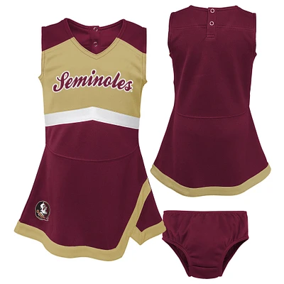 Ensemble deux pièces robe et bloomer de capitaine des pom-pom girls Florida State Seminoles pour petites filles