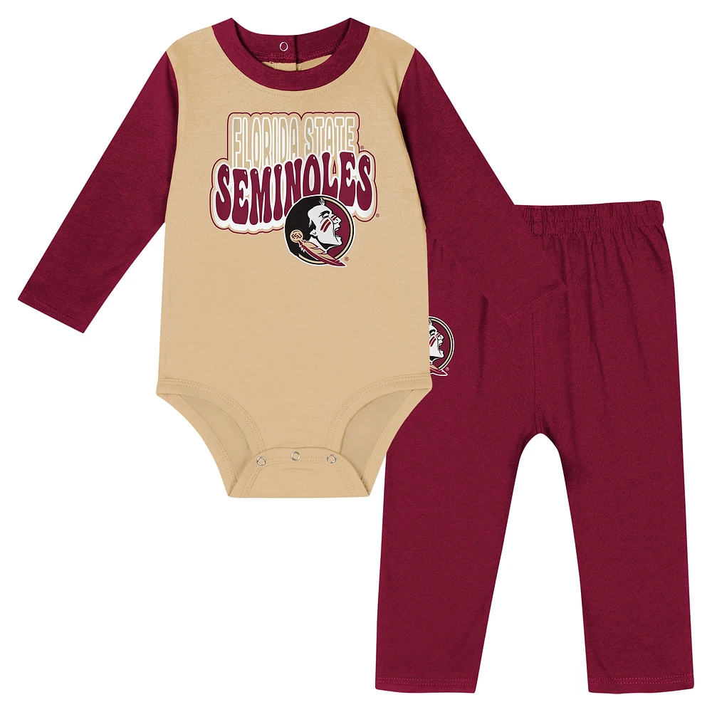 Ensemble body à manches longues et pantalon pour bébé Garnet Florida State Seminoles Double Up