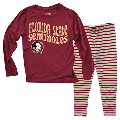 Ensemble haut à manches longues et leggings rayés tri-blend pour bébé Wes & Willy Florida State Seminoles