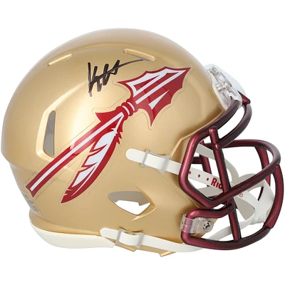 Casque Riddell Speed ​​Mini autographié par Keon Coleman, Florida State Seminoles