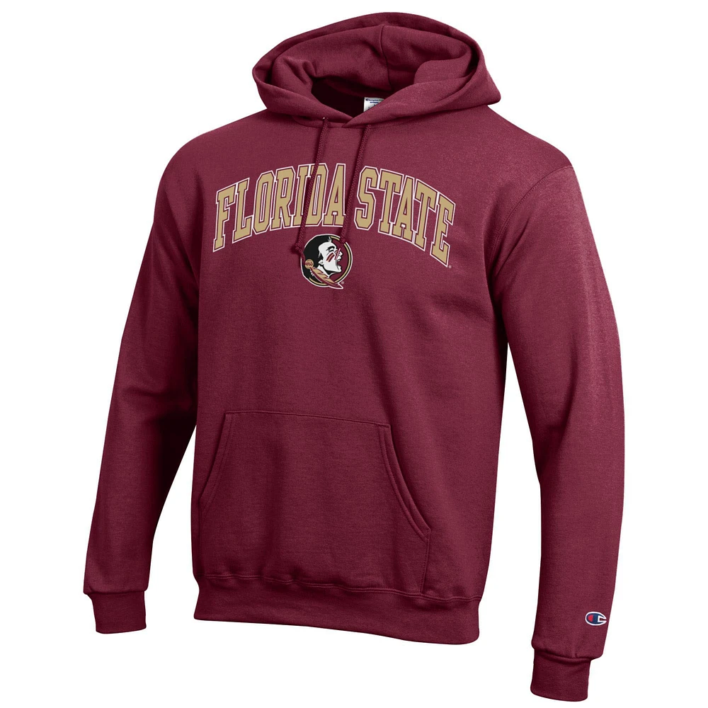 Men's Champion  Garnet Florida State Seminoles Arched Logo Fleece Pullover Hoodie