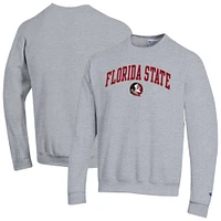 Men's Champion  Heather Gray Florida State Seminoles Arch Over Logo Pullover Sweatshirt