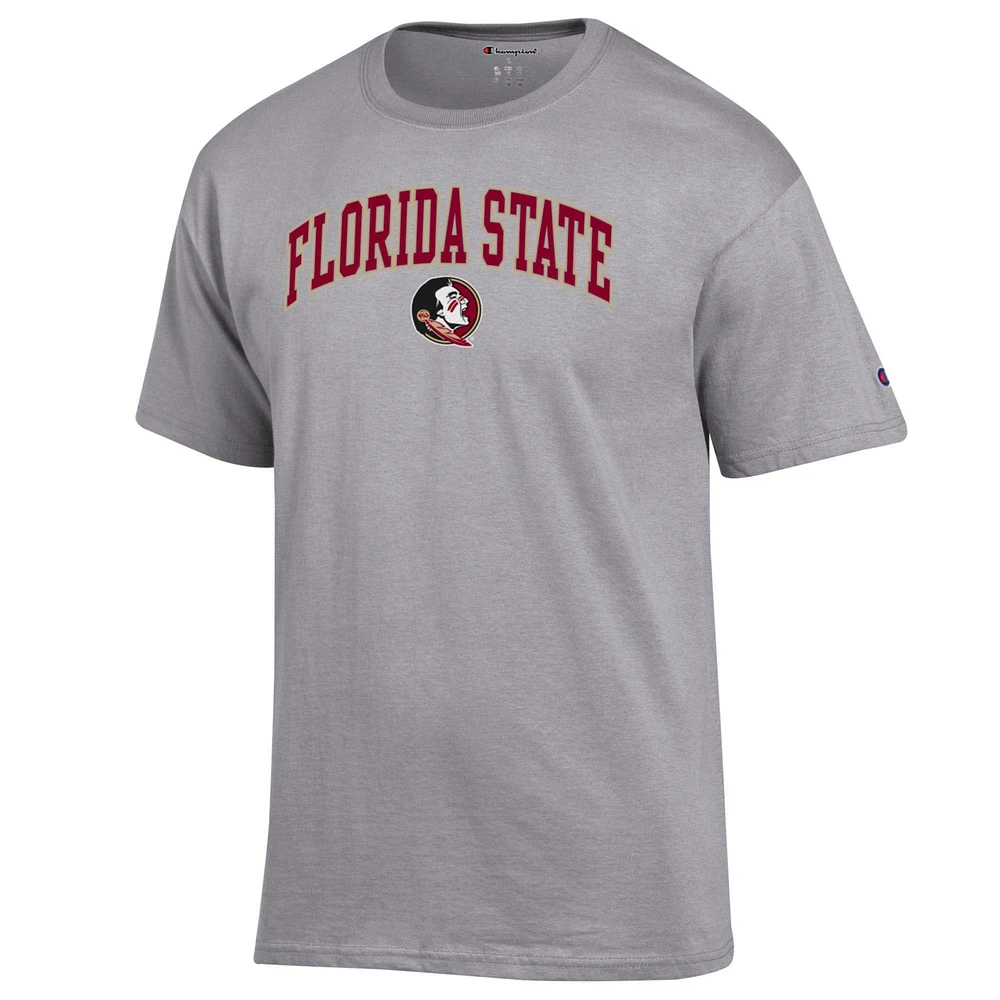 Men's Champion  Heather Gray Florida State Seminoles Arch Over Logo T-Shirt