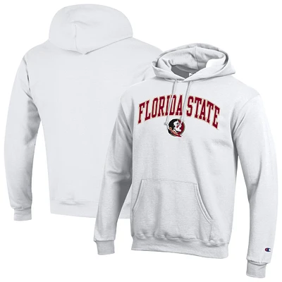 Men's Champion  White Florida State Seminoles Arch Over Logo Pullover Hoodie