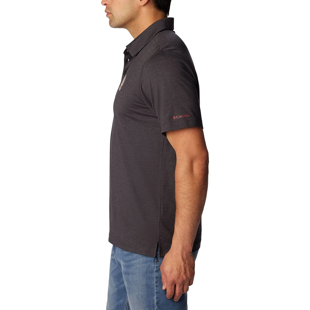 Polo Columbia Heather Black pour homme Florida State Seminoles Tech Trail Omni-Wick
