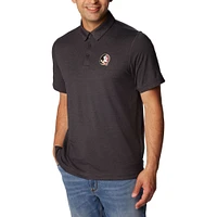 Polo Columbia Heather Black pour homme Florida State Seminoles Tech Trail Omni-Wick