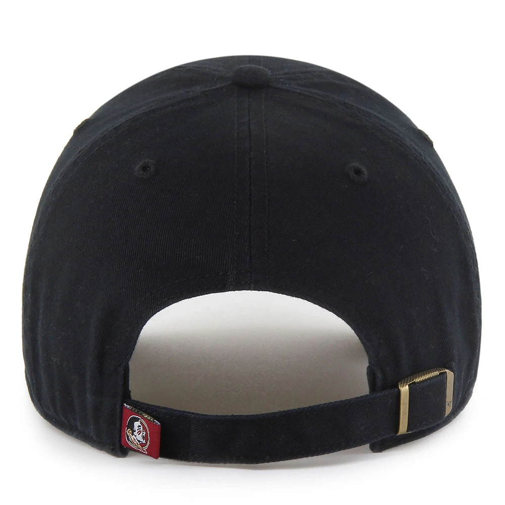 Men's '47 Black Florida State Seminoles Clean Up Adjustable Hat