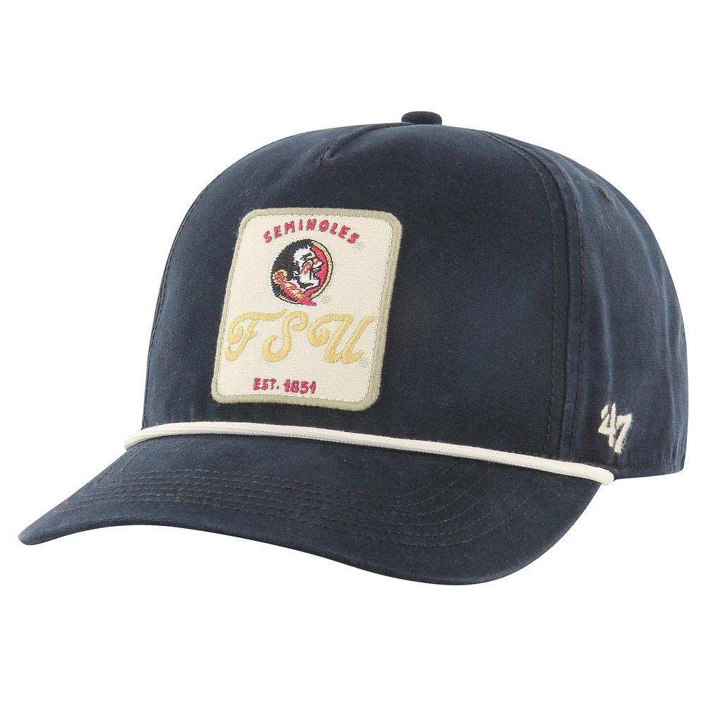 Casquette ajustable Pitstop Hitch Rope noire '47 pour homme des Florida State Seminoles