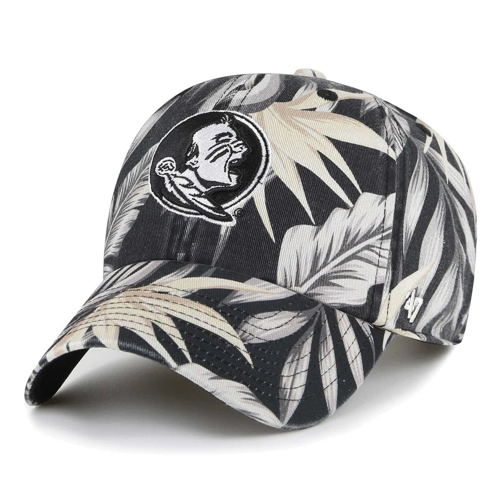 Men's '47 Black Florida State Seminoles Tropicalia Clean Up Adjustable Hat