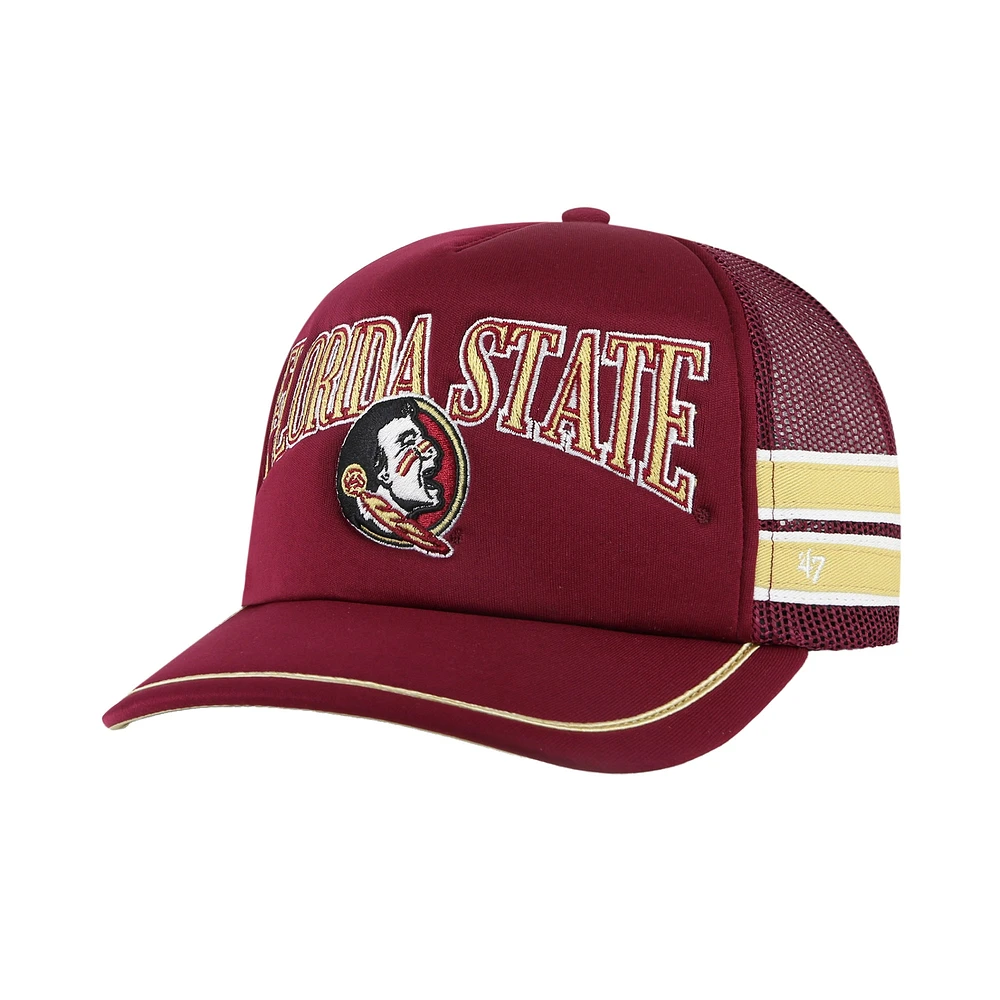 Casquette réglable de camionneur à bande latérale '47 Garnet Florida State Seminoles pour hommes