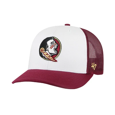 Men's '47 White/Garnet Florida State Seminoles Freshman Trucker Adjustable Hat