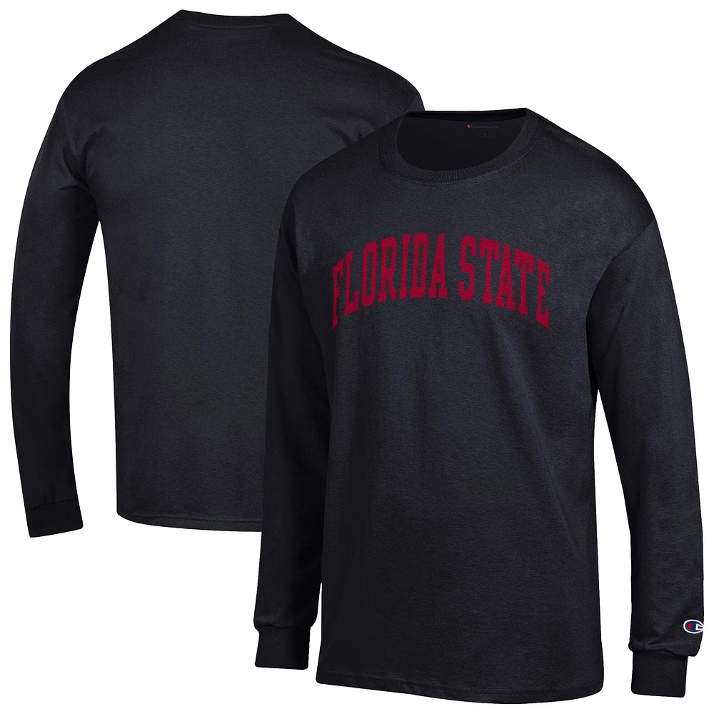 Men's Champion  Black Florida State Seminoles Basic Arch Long Sleeve T-Shirt
