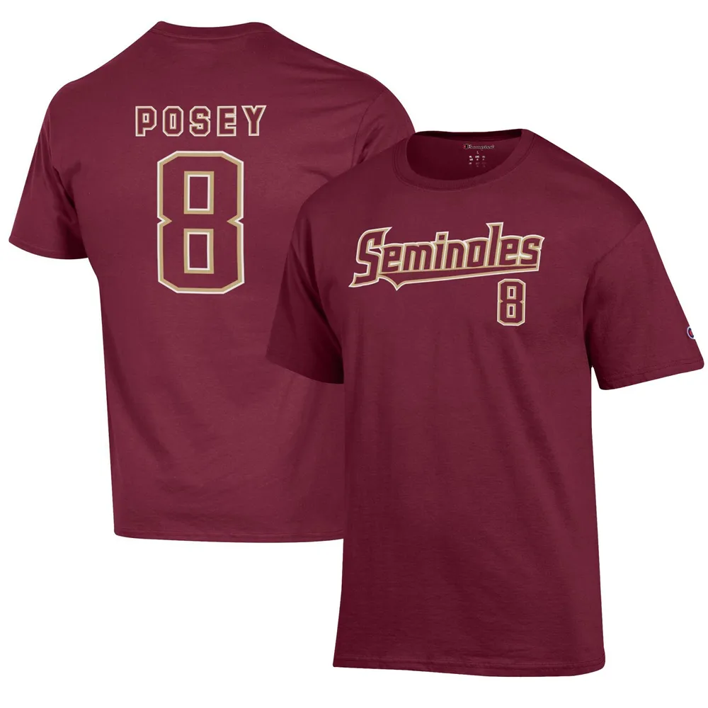 Champion Buster Posey Garnet Florida State Seminoles Nom et numéro T-shirt pour hommes