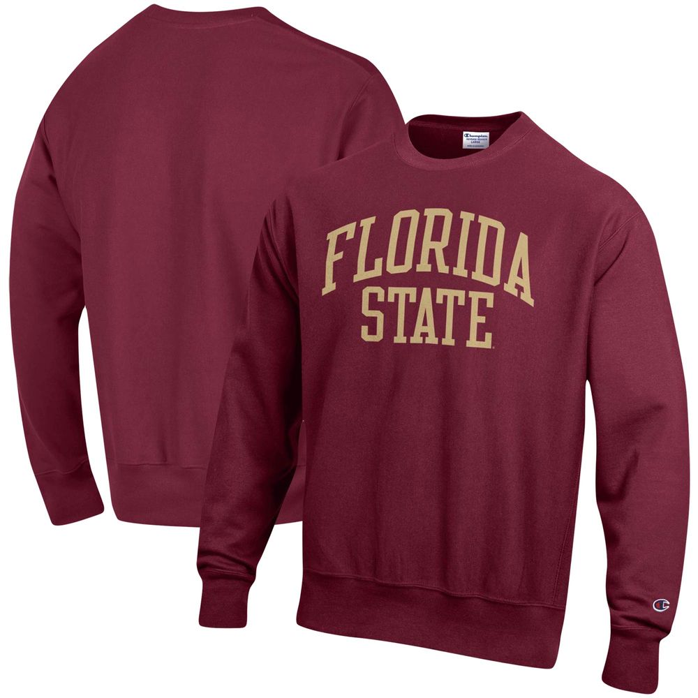 Men's Champion Garnet Florida State Seminoles Arch Reverse Weave Pullover Sweatshirt