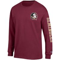 Men's Champion Garnet Florida State Seminoles Team Stack Long Sleeve T-Shirt